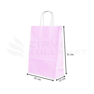 25x31x12 cm Pembe Kağıt Poşet