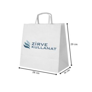 Beyaz Kraft Kağıt Poşet 28x29x16cm