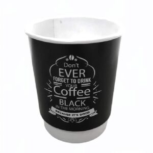 8 oz Double Wall Karton Bardak Siyah Baskılı (1000 Adet)