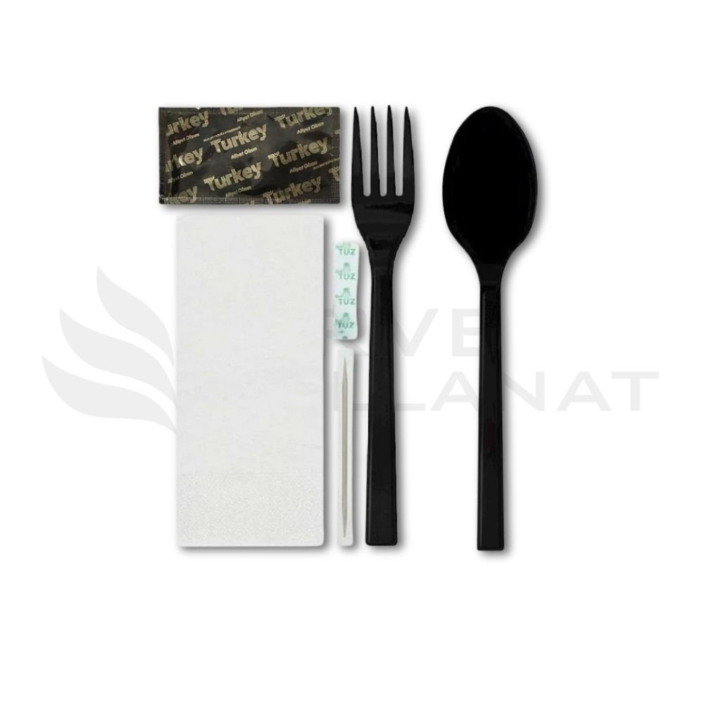 Plastik Yemek Seti 6'lı Lüks Siyah